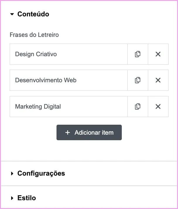 Marquee Text - Motion Pro Addons. Plugin de Animação Avançada para Elementor.