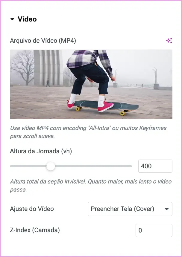 Video Scroll - Motion Pro Addons. Plugin de Animação Avançada para Elementor.